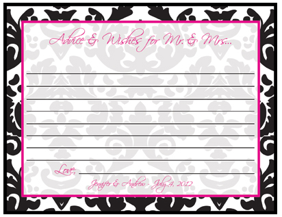 20 Custom Wish Advice Cards   Wedding / Bridal or Baby Showers 