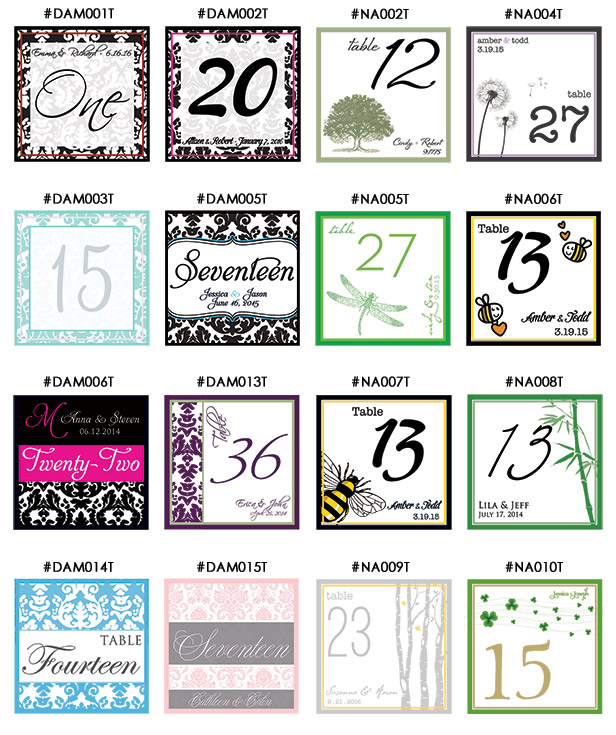 THUMB Custom Table Numbers Wedding Event Damask Bee Tree Nature Birch Clover Irish Shamrock